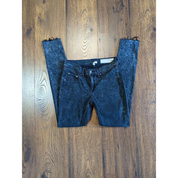 Rag & Bone Legging Acid Wash Rose Bowl Navy Size 25 - Picture 2 of 7